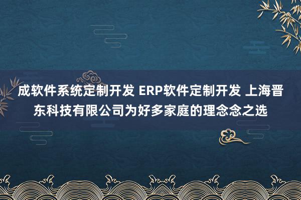 成软件系统定制开发 ERP软件定制开发 上海晋东科技有限公司为好多家庭的理念念之选