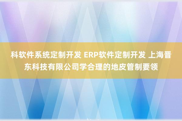 科软件系统定制开发 ERP软件定制开发 上海晋东科技有限公司学合理的地皮管制要领